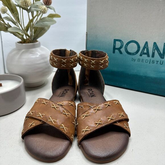 New Roan By Bed Stu Kel Bosco Leather Sandals Tan FR85008 Women's 6 NWB - Picture 2 of 12